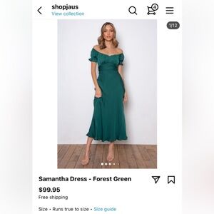 Beautiful green dress, silk off the shoulder! Never been worn